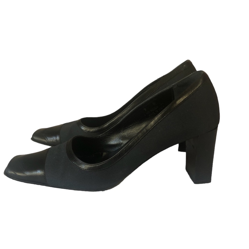 Women's Made in Italy Coach Melora Navy/Black Twill and Leather Heels. Size 9 B - Picture 5 of 16